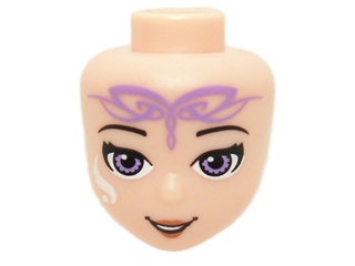 Mini Doll, Head Friends with Medium Lavender Eyes, Open Mouth Smile and Elves Tribal Pattern (Aira)