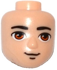 Mini Doll, Head Friends Male Large with Orange Eyes, Thick Black Eyebrows and Smile Pattern (Johnny Baker)