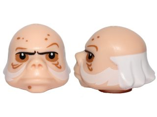 Minifigure, Head, Modified SW Ugnaught with White Sideburns and Hair Pattern