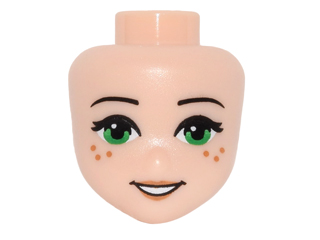 Mini Doll, Head Friends with Green Eyes, Freckles, Medium Nougat Lips and Open Mouth Smile Pattern