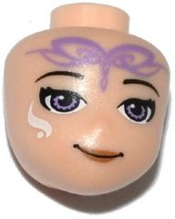 Mini Doll, Head Friends with Medium Lavender Eyes, Closed Mouth Smile and Elves Tribal Pattern (Aira)