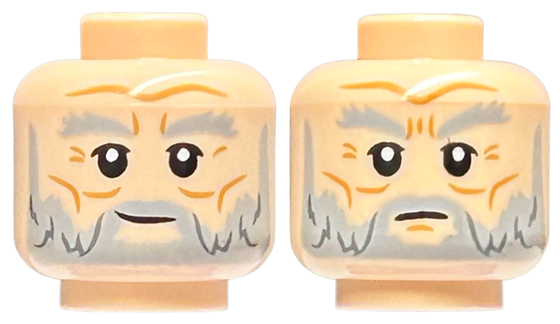 Figurka LEGO Stará mužská hlava s šedými vousy zepředu