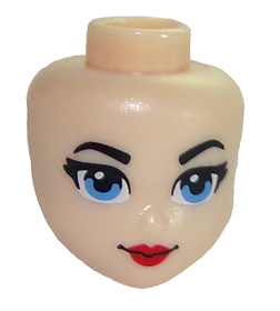 Mini Doll, Head Friends with Blue Eyes, Red Lips and Closed Mouth Pattern (Wonder Woman)