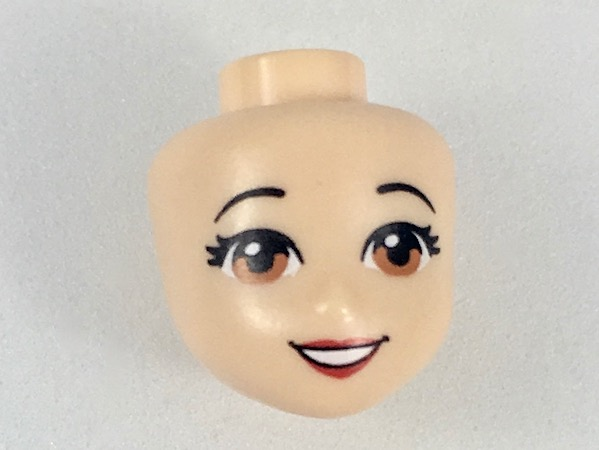 Mini Doll, Head Friends with Black Thin Curved Eyebrows, Medium Nougat Eyes, Red Lips and Open Mouth Pattern (Snow White)
