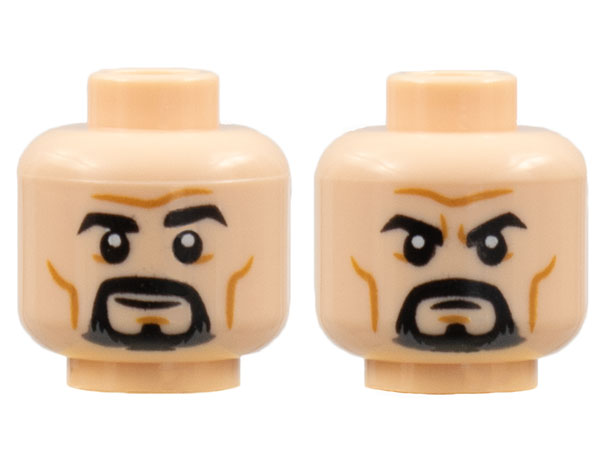 Figurka LEGO Oboustranná hlava s černou bradkou zepředu