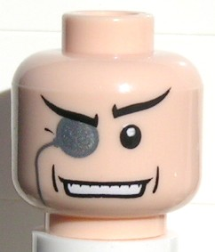Minifigure, Head Glasses with Monocle, White Pupil, Wide Grin Pattern (The Penguin)