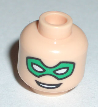 Minifigure, Head Male Green Eye Mask with Eye Holes and Smile Pattern