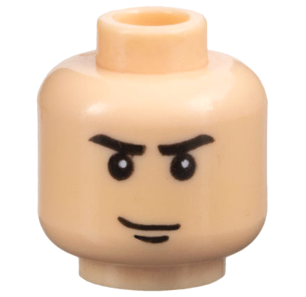 Minifigure, Head Black Eyebrows and Chin Dimple, Smirk Pattern