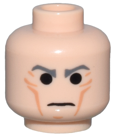 Minifigure, Head Male Cheek Lines with Dark Bluish Gray Stern Eyebrows Pattern (SW Grand Moff Tarkin)