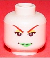 Minifigure, Head Female with Green Lips and Red Eyebrows Pattern (Poison Ivy)