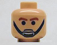 Minifigure, Head Male Brown Eyebrows and Black Chin Strap Pattern