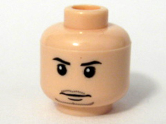 Minifigure, Head Male Thin Mouth with Stubble Goatee Pattern