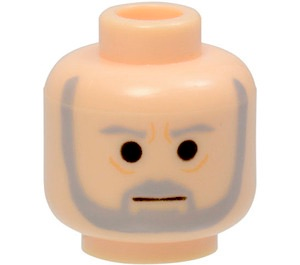 Minifigure, Head Beard with SW Gray Beard and Eyebrows, Lines under Eyes, Furrowed Brow Pattern