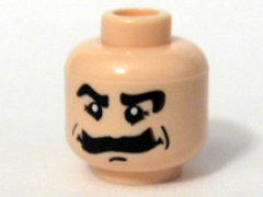 Minifigure, Head Moustache Bushy, Black Eyebrows, White Pupils Pattern