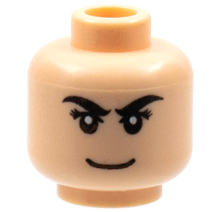 Minifigure, Head Male Black Eyebrows, Eyelashes, Smile, White Pupils Pattern