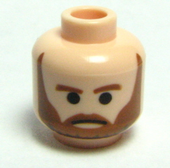 Minifigure, Head Beard Brown, Black Pupils and Frown Pattern