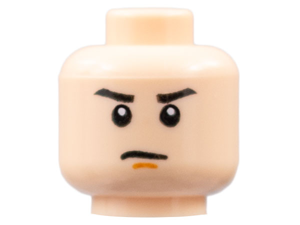 Minifigure, Head Black Eyebrows, Dark Orange Chin Dimple, Stern Pattern