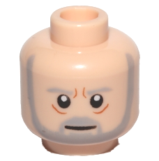 Minifigure, Head Light Bluish Gray Eyebrows, Moustache and Full Beard, Dark Orange Wrinkles, Furrowed Brow, Neutral Pattern