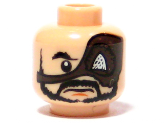 Minifigure, Head Beard, Moustache, Large Eye Patch, Determined Expression Pattern