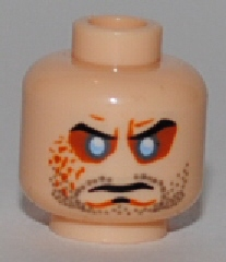 Minifigure, Head Beard Stubble, Cleft Chin, Evil Eyes, Arched Eyebrows Pattern