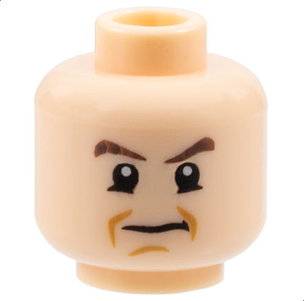 Minifigure, Head Male Dark Brown Eyebrows, Frown Pattern (HP Gregory Goyle)