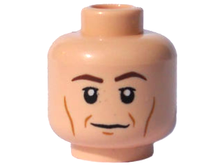 Minifigure, Head Dark Brown Eyebrows, Upper Eyelids, Medium Nougat Cheek Lines, Dimples and Chin Dimple, Slight Grin Pattern