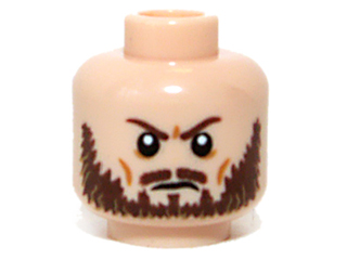 Minifigure, Head Beard Brown, Furrowed Brow Pattern