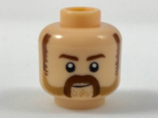 Minifigure, Head Dark Brown Eyebrows, Sideburns, Moustache, Medium Nougat Stubble Pattern