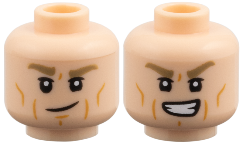 Light nougat dual-sided head with lopsided grin