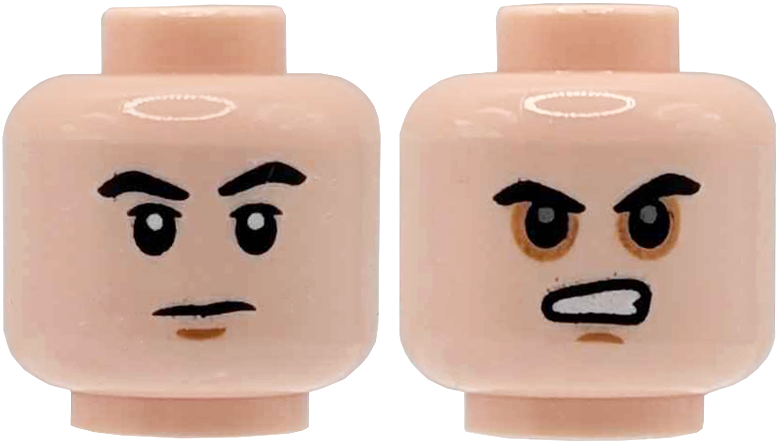 Light nougat dual-sided head with angry bared teeth