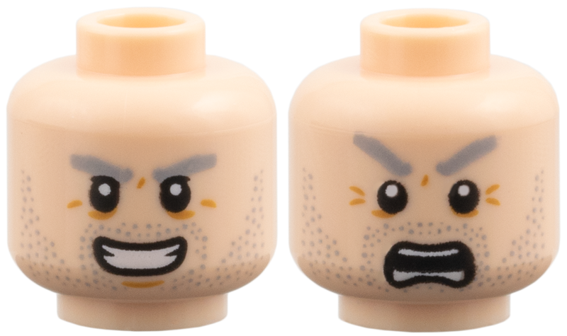 Light nougat dual-sided head, smile and angry open mouth
