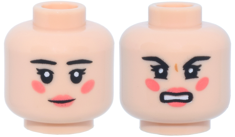 Light nougat dual-sided female head with coral cheeks