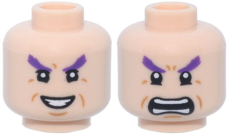 Light nougat dual-sided head with purple eyebrows