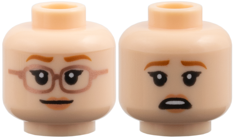 Light nougat dual-sided female head with copper glasses