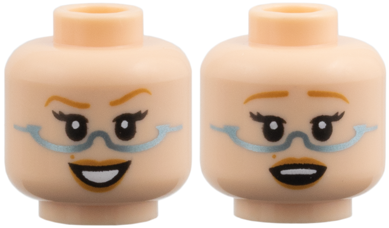 Light nougat dual-sided female head with blue glasses
