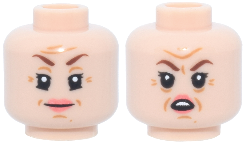 Light nougat dual-sided female head, smile and angry