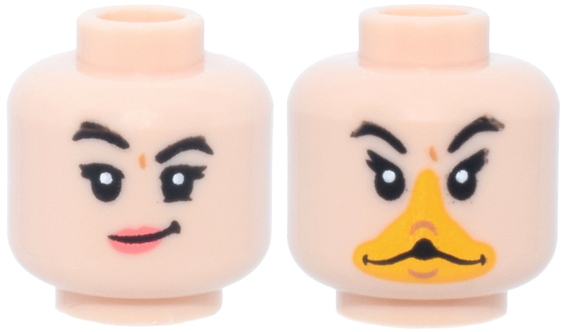 Light nougat dual-sided female head, smirk and duck bill