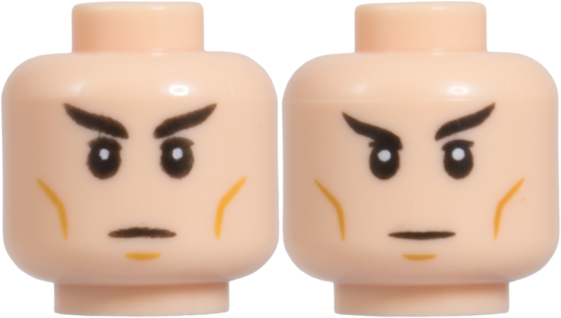 Light nougat dual-sided head, neutral and stern frown