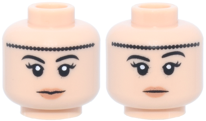 Light nougat dual-sided female head with beaded headband