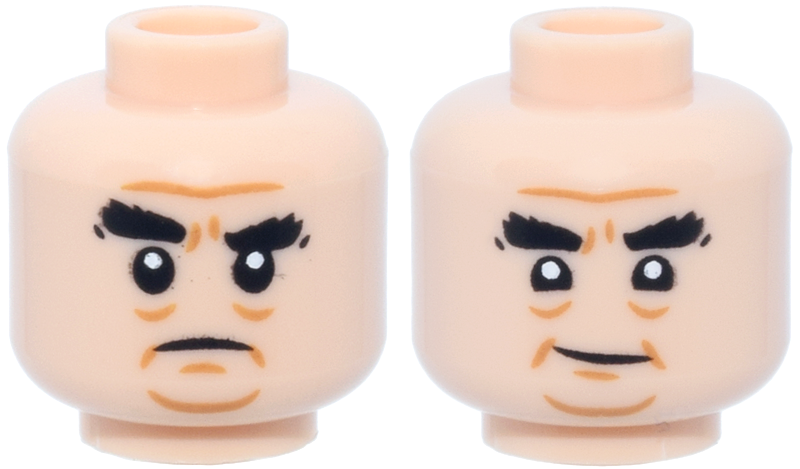 Light nougat dual-sided head, frown and crooked smile