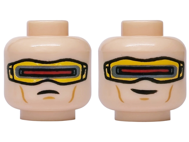 Light nougat dual-sided head with visor, frown and grin