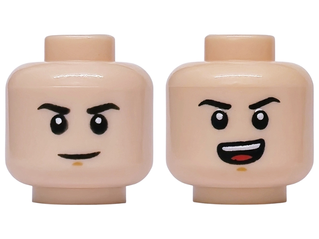 Light nougat dual-sided head with neutral and open smile