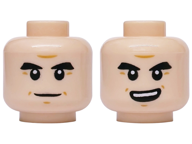 Light nougat dual-sided head with neutral and lopsided smile