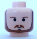 Minifigure, Head Beard with Brown Eyebrows, Moustache and Beard, Black Chin Dimple Pattern