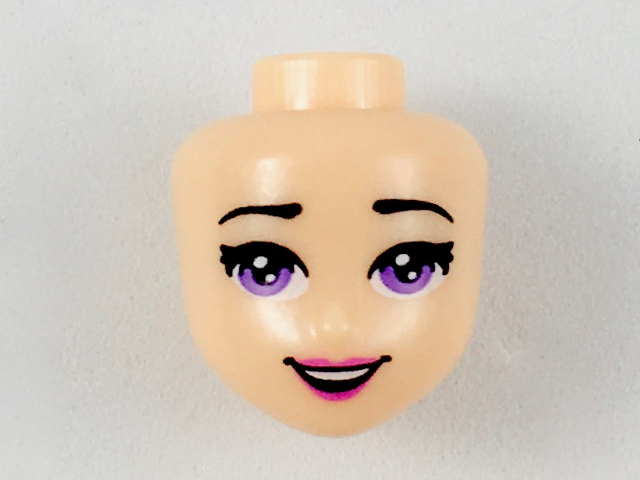 Mini Doll, Head Friends with Purple Eyes, Dark Pink Lips and Open Mouth Pattern