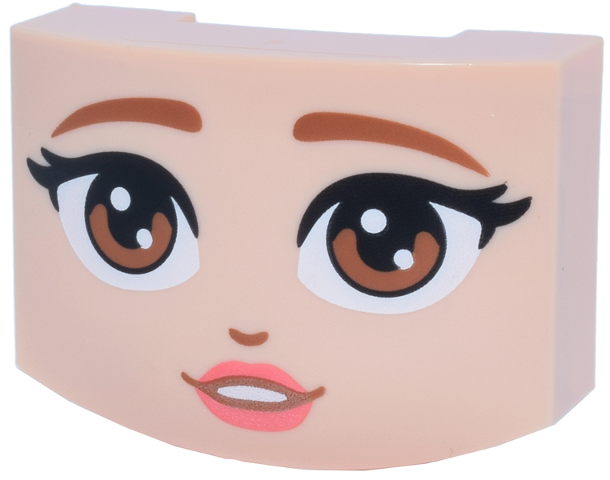 Wedge 3 x 4 x 1 1/3 Triple Curved No Studs with Sienna Eyebrows and Eyes, Nose and Coral Lips Pattern (Wicked Glinda Face)