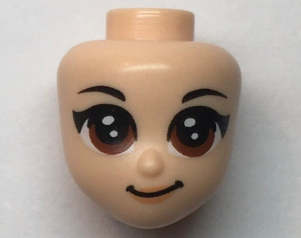 Mini Doll, Head Friends with Black Eyebrows, Large Reddish Brown Eyes, Nougat Lips, Lopsided Grin Pattern