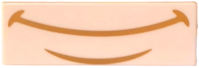 Tile 1 x 3 with Medium Nougat Curved Lines Pattern (Super Mario Luigi Closed Mouth Smile and Chin Dimple)