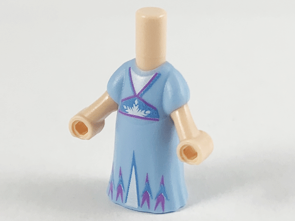 Micro Doll, Body with Molded Bright Light Blue Dress and Printed Medium Blue and Medium Lavender Trim, White Triangular Panels and Half Snowflake Pattern