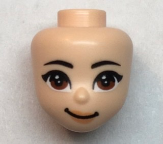 Mini Doll, Head Friends with Black Eyebrows Rounded End, Reddish Brown Eyes, Nougat Lips, Lopsided Grin Pattern